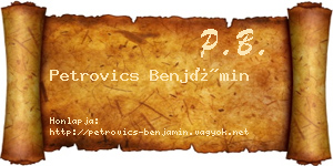 Petrovics Benjámin névjegykártya
